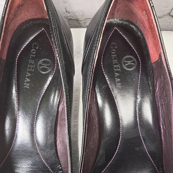 WOMENS COLE HAAN NAPA LIVI BLACK LEATHER PUMPS SQUARE TOE SIZE 8.5 EUC - Picture 6 of 7